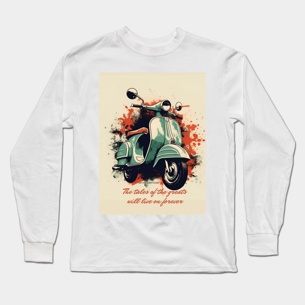 Scooter Ride Urban Racer Long Sleeve T-Shirt by ArtWearSplash